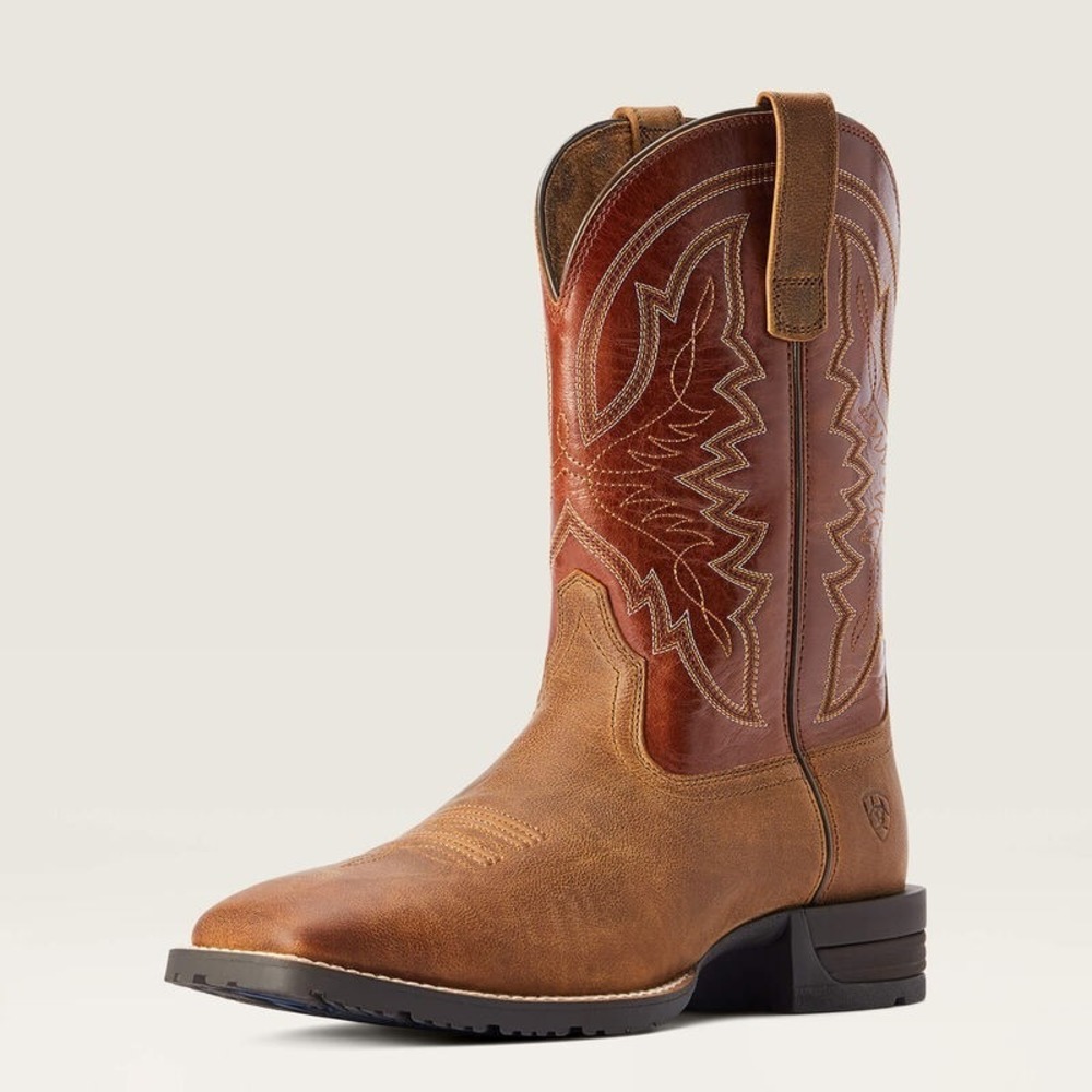 Ariat® (Men's 9.5 WIDE) Hybrid Ranchwork Western Boot, Sorrel Crunch - $220